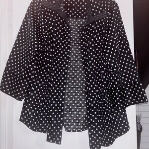Lane Bryant Black Top with White Polka Dots